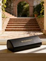 Burberry juodo odinio akinių dėklas su auksiniu logotipu, kietas dėklas akiniams nuo saulės laikyti, nešiojamas akinių apsauginis dėklas moterims, vyrams juoda
