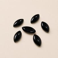 Natural Black Onyx 10x20mm Marquise Cabochon Loose Gemstone for Jewelry Making | Black Onyx Navette Stone 10x20mm (1 Piece) juoda
