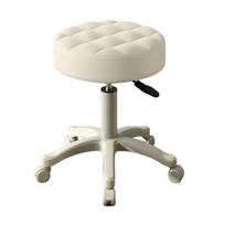 Ergonomic Office Chair with Wheels Rolling Stool Faux Leather Soft Cushion Height Adjustable 360-Degree Swivel Bar Armless Backless Drafting Work SPA smėlis