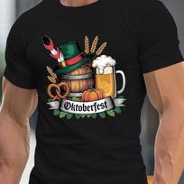 Vyriški Oktoberfest marškinėliai Vokiškas alaus statinė alaus bokalas Grafinis marškinėlis Apvalia kaklo iškirpte Vasarinis marškinėlis Oktoberfest vakarėliams Apranga S black