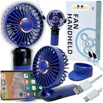 Mini Portable Handheld Fan USB Rechargeable Desk Stand Silent Foldable Personal Cooling for Travel Camping White