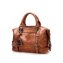 Brown PU Leather Women's Messenger Bag - Fashion Shoulder Tote with ID & Phone Pockets, Zippered Compartments (28x20x13 cm)