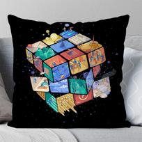 Rubiks Cube Pillow Case Square Pillow Bedroom Sofa Leisure Comfort Cushion Car Living Room Home Decoration 40X40 Peach skin 18*18(CM)-1Pcs