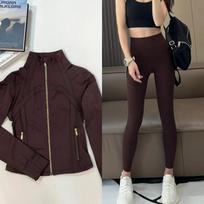 Gold Label Stand Collar Slimming Yoga Jacket Set for Women L