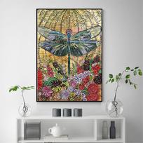 Diamond Painting Full Round Dragonfly Embroidery Flower Rhinestone Picture Hobbies and Crafts 20X30CM beige