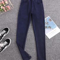 DIMANAF Plus Size Moteriški Džinsai Žieminės kelnės Džinsinis Pieštukas Moteriškas Elastinis Basic Mėlynos kelnės aukštu juosmeniu Oversize mados naujos kelnės 4XL 5XL 5XL mėlyna