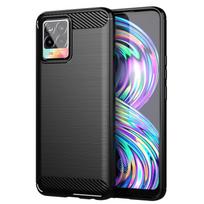 Madingas anglies pluošto dėklas Realme 8 8pro, atsparus smūgiams, prigludęs silikoninis dėklas realme8 pro, minkštas telefono dėklas Coque Fundas Realme 8 juoda