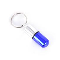 Hot Sale Mini Waterproof Metal Medicine Pill Box Case Bottle Holder Container Keychain mėlyna