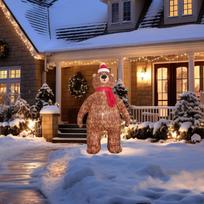 210cm Tall Christmas Inflatabletoy UK Adapter Decorative Sculpture Outdoor Decoration Blowup Bear