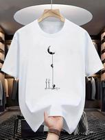 Men's Pattern Printed Moon Astronaut Design Casual Round Neck Summer Style unisex Fashion Summer Clothing | Pattern T-shirt Astr S