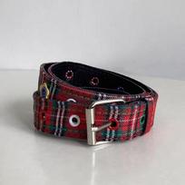 Belt y2k dopamine flower red plaid belt, female sweet cool babes denim blue tide 80-100cm raudona