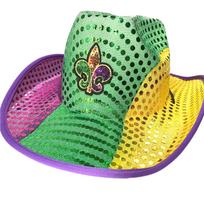 Mardi Gras Costume Cowboy Hat for Carnival Party Festival Outfit Wide Brim Hat Friend Gathering Celebration Props Hat B