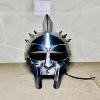 Greek Gladiator Helmet Maximus Decimus Meridius Style with Free Display Stand Roman Warrior Cosplay Prop Movie Inspired Collectible