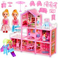 Dollhouse furniture accessories set 129 pcs villa pink gift for a girl