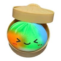 Smiling Steamed Bun Stress Ball with Steamer Anti-Anxiety Multicolor Cartoon Dumpling Squeeze Toy Soft Simulated Dough Ball Fidget Sensory Toy A įvairiaspalvis
