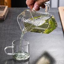Square Mouth High Borosilicate Glass Tea Pitcher Fair Cup With Filter Kung Fu Tea Set Chahai Glass Serving Teacup Teaware 250ml gryna