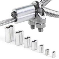 Double Hole Cable Crimp Sleeve 8-Shape Fixing Clip M1 to M12 Cable Clip Hardware Aluminum Wire Ferrules Steel Wire Rope 50Pcs M1.2