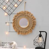Nordic Coffee-Colored Tapestry Makeup Mirror – Bedside Bedroom & Hotel Wall Hanging Decor
