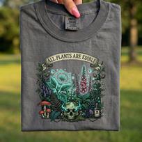 Comfort Colors® - All Plants Are Edible Shirt, Funny Dark Humor Poisonous Botanical Tee, Witchy Cottagecore T-Shirt, Gothic Garden Tee S