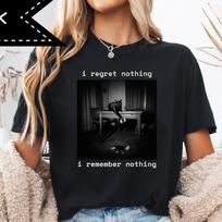 I Regret Nothing, Comfort Colors® Black Cat Shirt, Chaotic Cat Tee, Neurodivergent Joke S