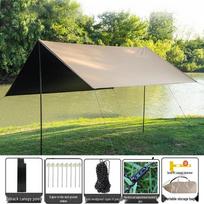 Enhanced Black Vinyl Octagonal Tarp Tent: Portable Rainproof Sun Shade for Camping, Picnic & Pergola.