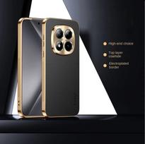 Aukščiausios kokybės galvanizuoto rėmo karvės odos telefono dėklas, skirtas Redmi Note 15 Pro Plus 14 13 Turbo, su 4 objektyvų apsauga, apsaugantis nuo kritimo Redmi Note 14 Pro+ juoda