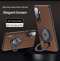 For Magsafe Leather Camera Lens Film Protection Phone Case for Samsung Galaxy S26 Ultra Plus S25 Edge Magnetic Ring Stand Cover Galaxy S25 Edge ruda