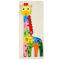 Wooden Puzzles for Kids 3D Montessori Cartoon Animals Cognitive Jigsaw Puzzle Early Learning Tangram Toy for Children Gift