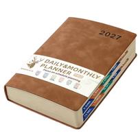 12 Months 2027 Schedule Planner Notepad Wear-resistant Office Work Planner  Student Brown