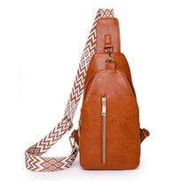 Bohemia Style Women's Fanny Pack PU Leather Sports Shoulder Bag Fashion Women Chest Bag  Running ruda