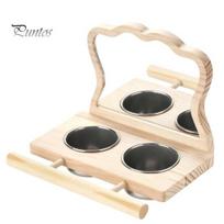 Stainless Steel Bird Cups 1 Set Parrot Feeder Platform, Cage with 2 Detachable Food Cups, Wooden Perch Pole, Mirror, Accessories for Parakeets Conures Sets