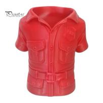 One-piece Molding Pen Cup 3D Printed Shirt-Shaped Holder, Creative Red Workwear Desk Organizer for Pencils Markers Study Room Scissors, Compact raudona