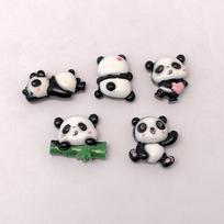 White and Black Panda Resin Slime Charms Bulk 100PCS Cartoon Flatback Charms 5 Styles Cute Embellishment DIY Craft Accessories 25*35mm-100pcs/bag