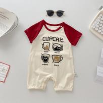 Cartoon Color Block Short Sleeve Baby Onesie for Newborns - Cute Unisex Bodysuit 80 cm smėlis