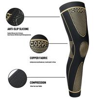 Long Full Copper Knee Brace Nylon Compression Breathable Non Slip Spandex Compression Leg Sleeves M