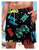 2025 3D Printed Gamepad Beach Men's Cartoon Pattern Swimming Summer Hawaiian Surf Shorts S