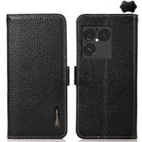 For Sony Xperia 1 VIII KHAZNEH Side-Magnetic Litchi Leather RFID Case juoda