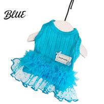 Tutu Skirt Dog Costume Dress Knitted Princess Style Pet Breathable Sleeveless Small Dress M mėlyna