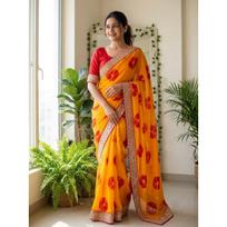 New Launch | Premium Party Wear Bandhej Georgette Saree Collection