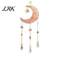 Colorful Wind Chimes Crystal Suncatcher, Hanging Sun Catcher for Windows, Moon Shape Healing Decor Elegant Home Accents Home, Crystals Prism A