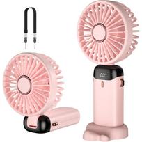 Handheld Fan, USB Rechargeable Portable Mini Fan, 5 Speed Small Pocket Fan with Base, 4000mAh Battery Foldable Desk Fan for Office, Outdoor