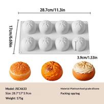 1Pc 3D Orange Shape Silicone Mold Food Grade Non-Stick 8-Cavity for Mousse Cake French Bread DIY Baking Craft Tool