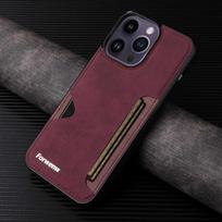 Retro Card Holder Phone Case for IPhone 17 Air 16 15 Plus 14 13 12 11 Pro Max Mini XS XR X  Wallet PU Leather Shockproof  Cover iPhone 14 raudona