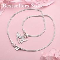 925 Sterling Silver Cute Dragonfly Necklace for Women, Fashionable Party Wedding Gift Jewelry 45cm sidabras