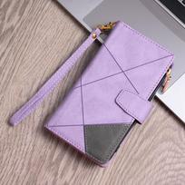 case for Samsung Z FOLD 7 6 5 4 3 Line splicing leather cover Multi card card insertion wallet folding case full coverage plain Galaxy Z Fold7 violetinė