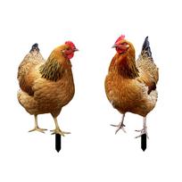 Realistic Chicken Statues,Acrylic Rooster Animals Stakes,Animals Sculptures Decor,Chicken Ornaments Yard Decor For Backyard Patio 2 One Size