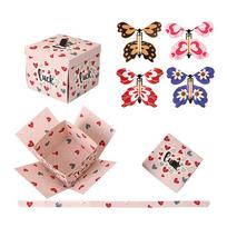 1Pack Flying Butterfly Surprise Gift Box Butterfly Explosion Gift Box Pink DIY Exploding Prank Case For Birthday Wedding Xmas