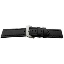 Bracelet montre - MY-MONTRE - Compatible Panerai - 22mm - Cuir veau noir - Boucle argentée juoda