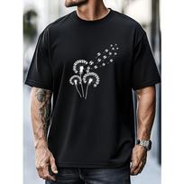 European sizes Men's Dandelion Soccer Pattern TShirt Round Neck Short Sleeve Featuring a Soccer Sports Design a Fitness Casual Shirt S juoda