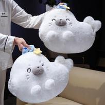 Kawaii Seal Sea Lion Plush Toys Hot Sale Cartoon Seal Doll Cozy Cotton Stuffed Throw Pillow Back Cushion Cute Gift 35X42cm